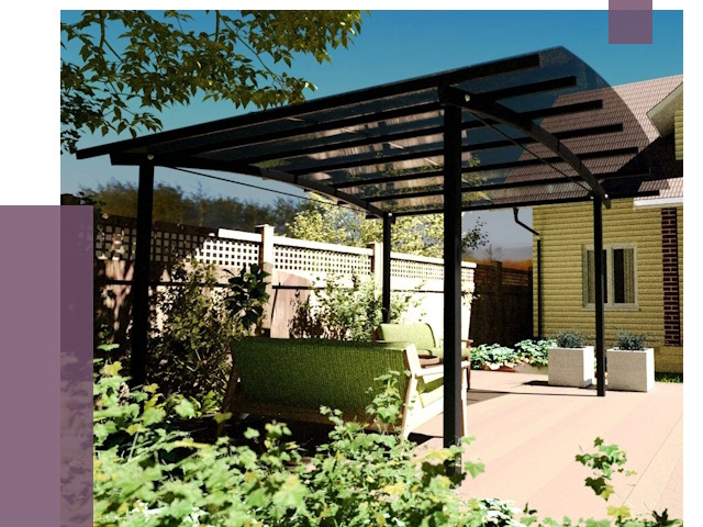 Навесы для террасы в Нефтеюганске от 12964 руб. под ключ | ПРОЛЁТ-Нфт