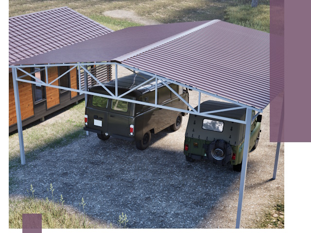 Двускатные навесы под ключ в Нефтеюганске — изготовление и монтаж